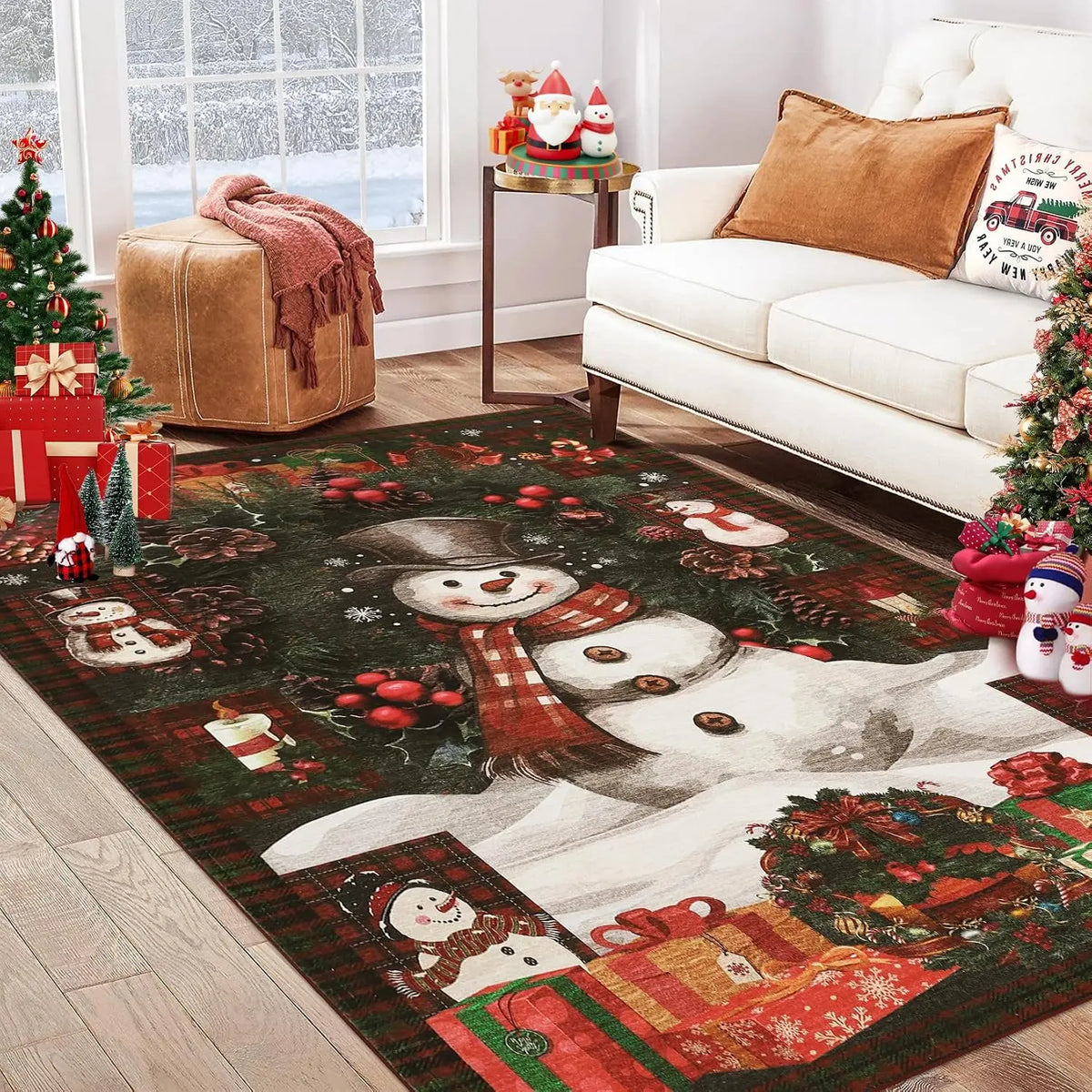 Garvee Christmas Snowman Non Slip Runner Mat For Home Decor