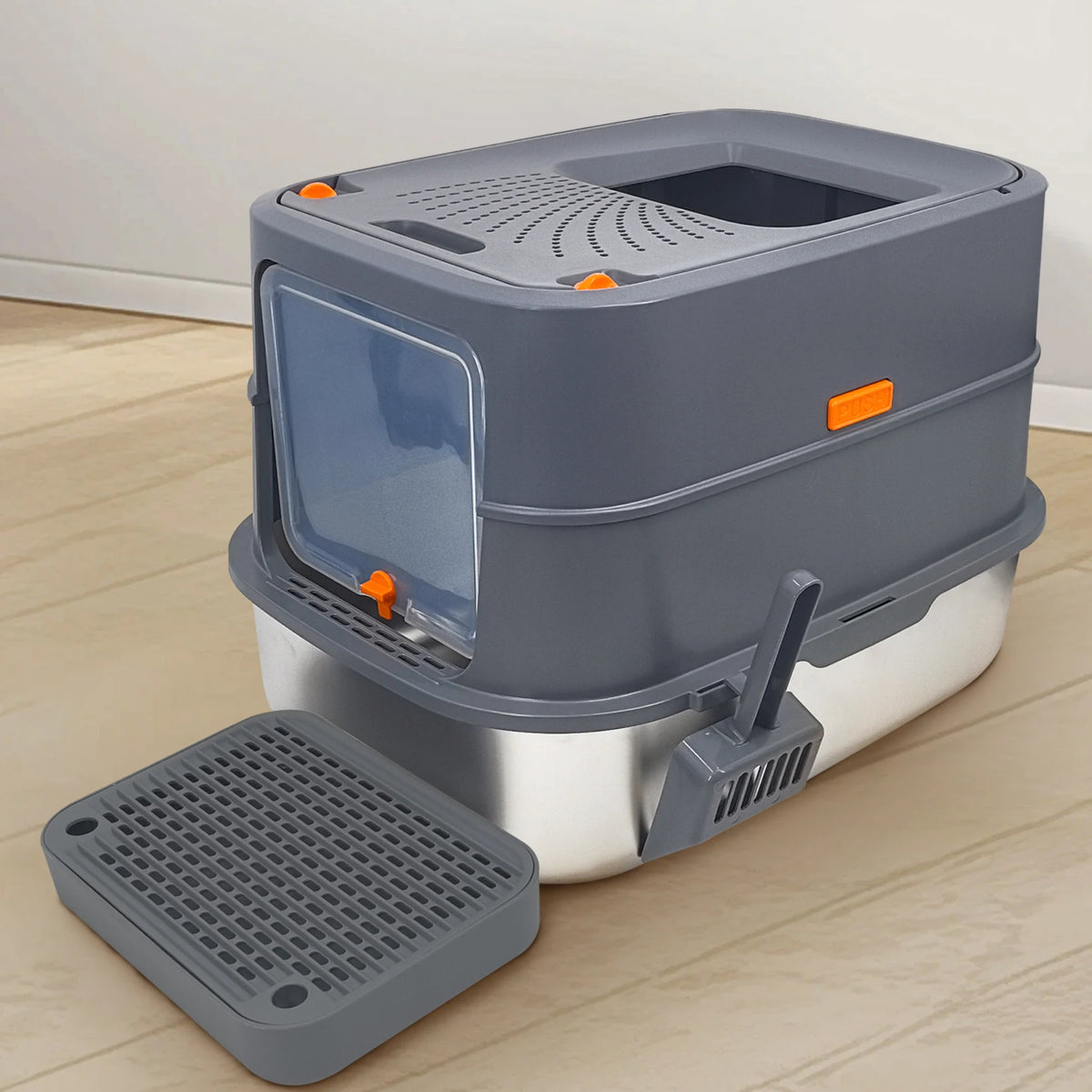 Large Enclosed Cat Litter Box With Lid And Scoop For Cats