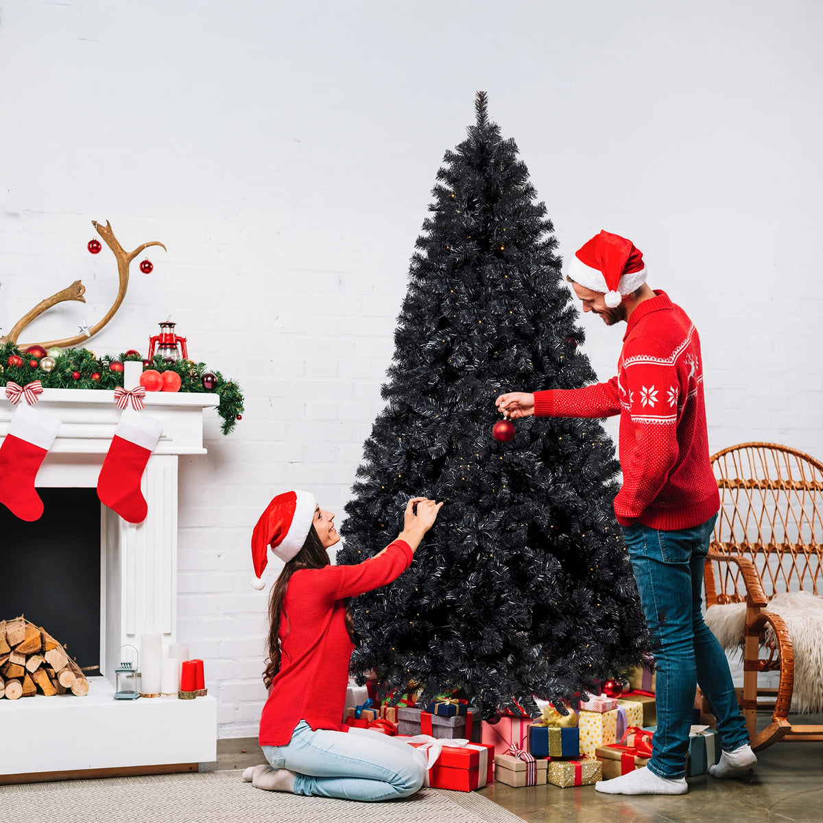 7.5 Ft Pre-Lit Artificial Christmas Tree With Remote For Home