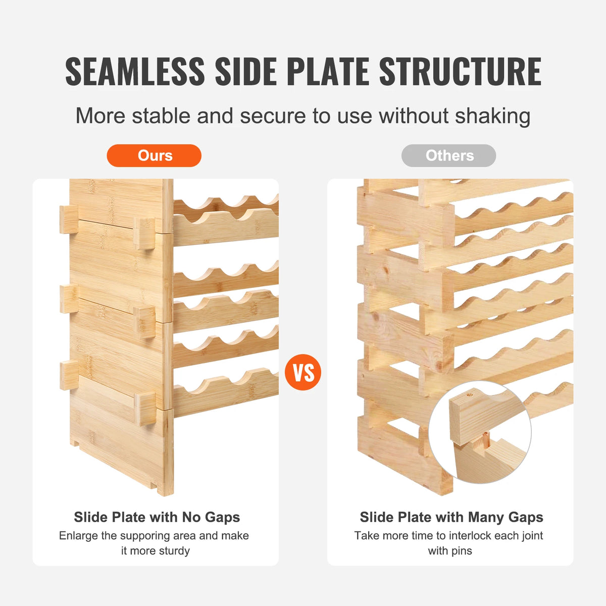 SucceBuy Stackable Bamboo Wine Rack for Kitchen and Cellar Storage
