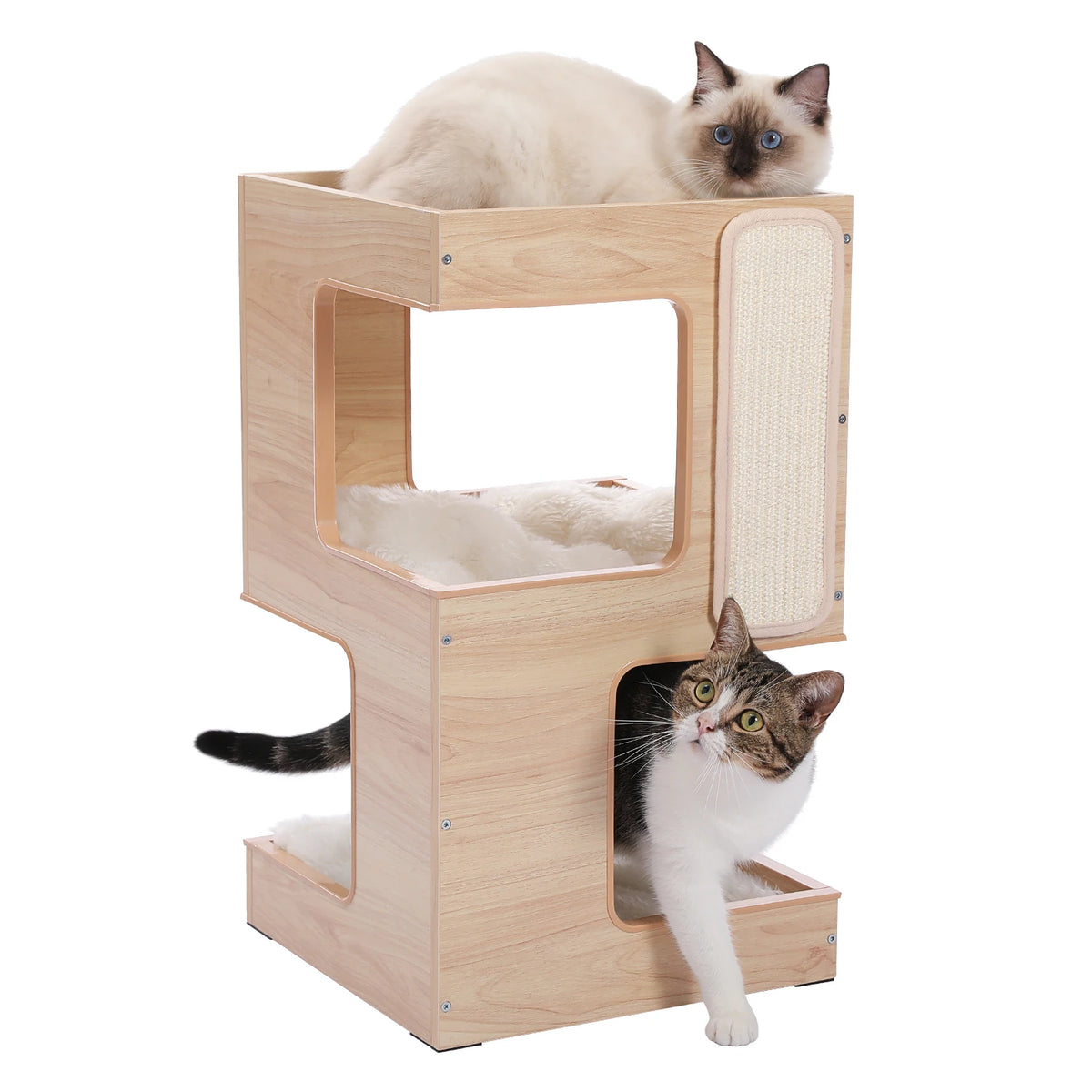 PAWZ Road Wooden Cat Condo With Scratching Pad Soft Mats