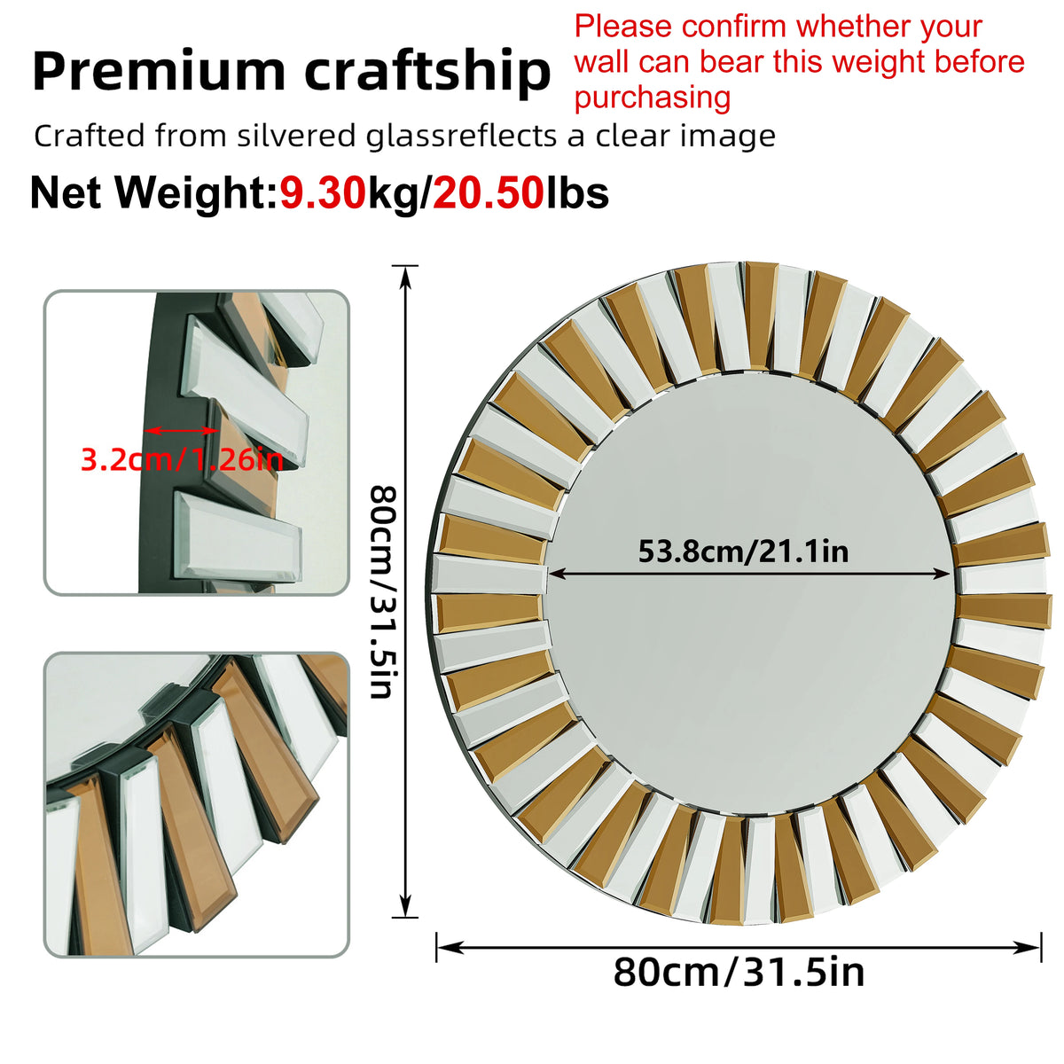 Starburst Wall Mirror, Elegant Tawny Accent For Homes