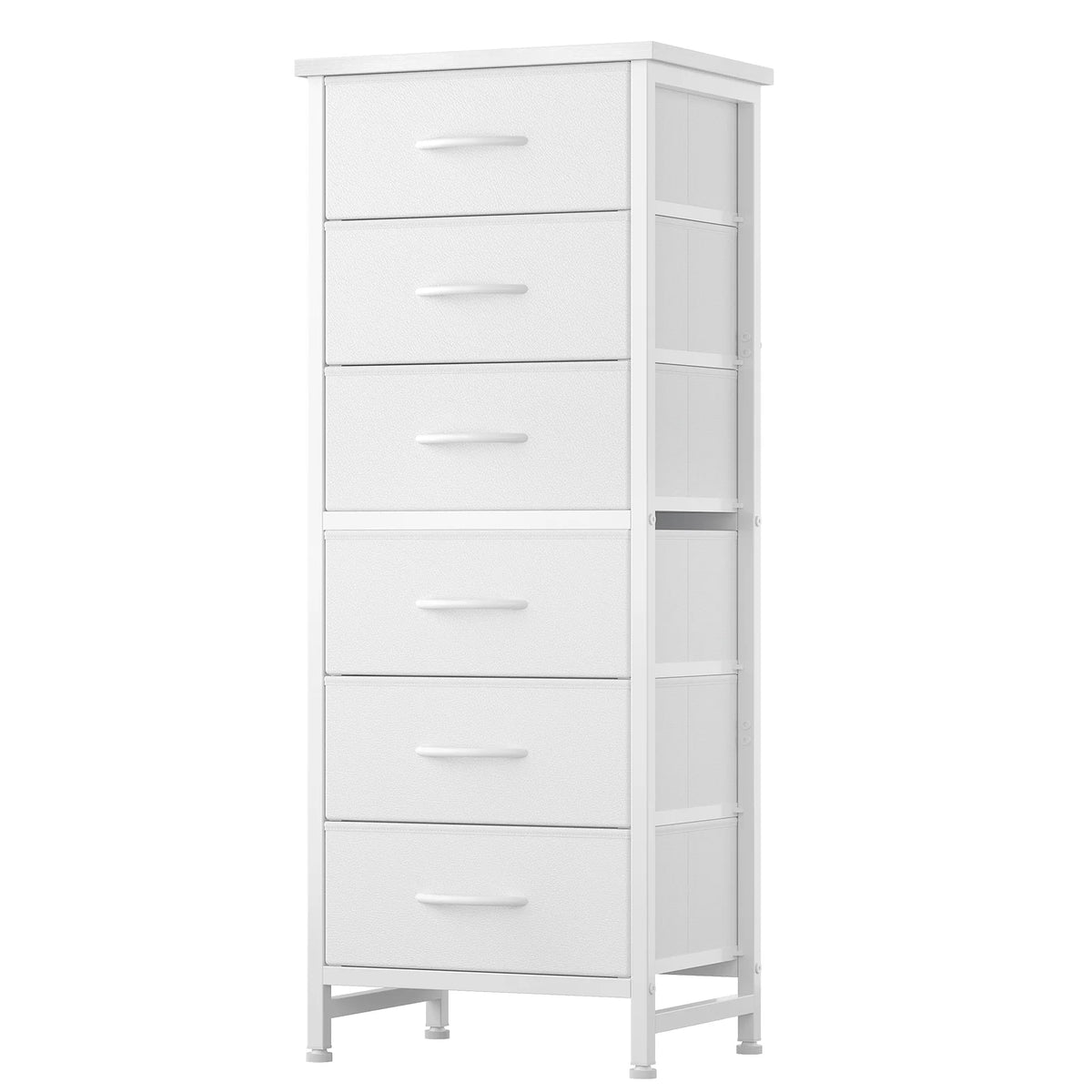 JHK Six Drawer Dresser With Wood Top And Metal Frame