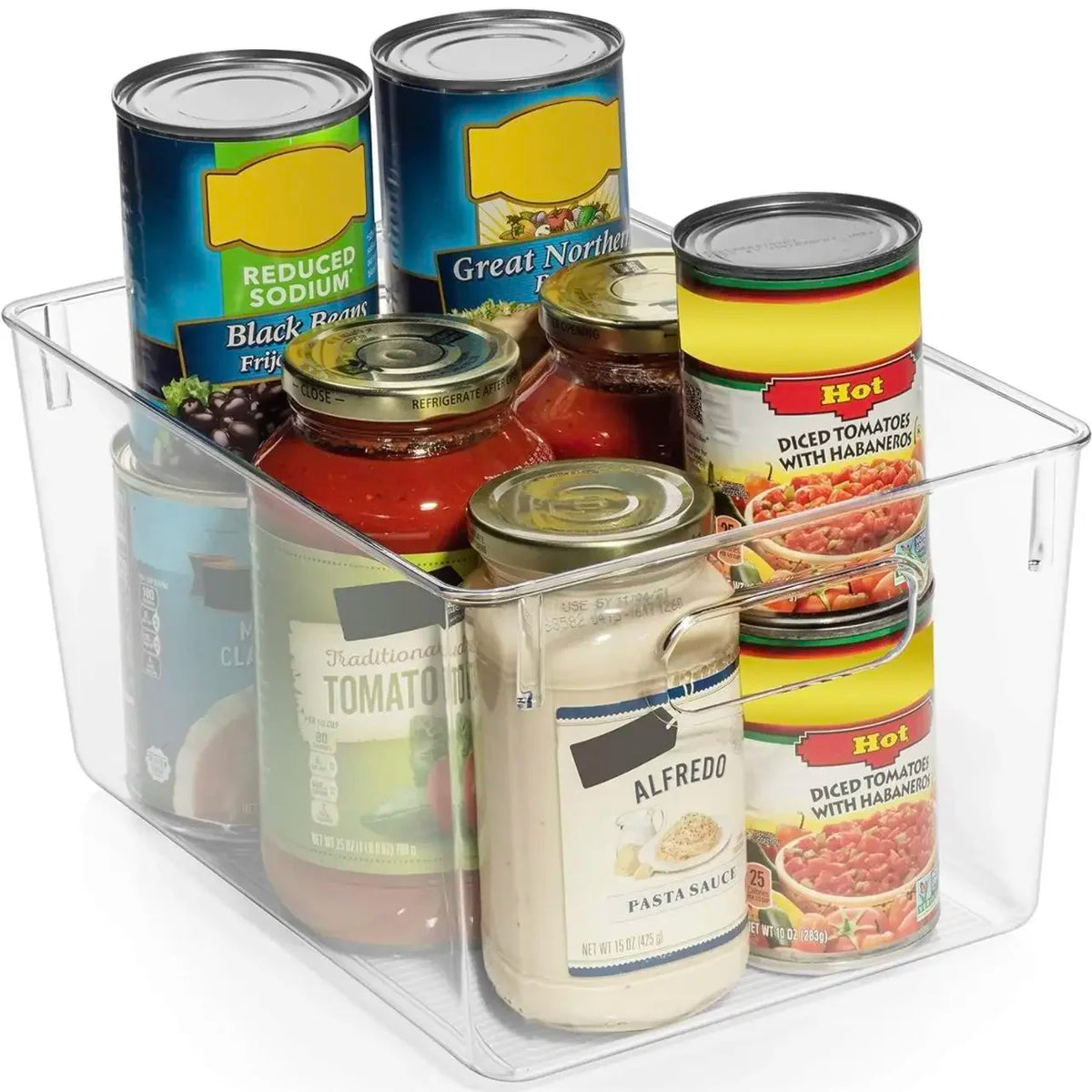Clear Storage Bins 4 Pack, Stackable Kitchen Organizers