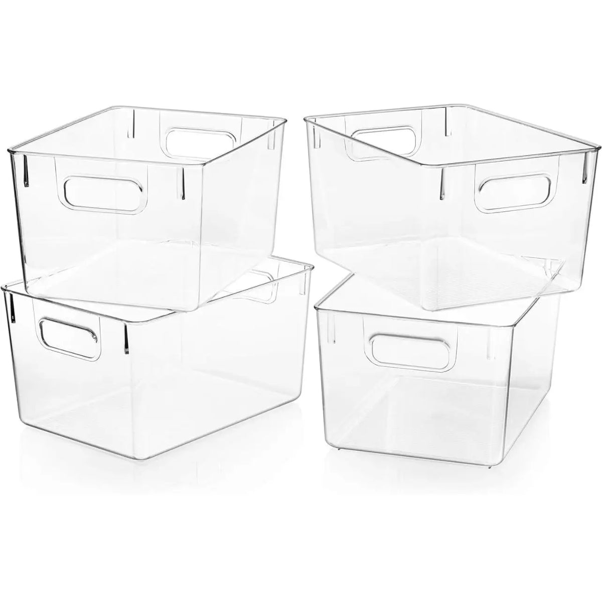 Clear Storage Bins 4 Pack, Stackable Kitchen Organizers