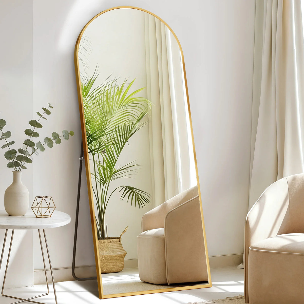 JHK Full Length Floor Mirror With Stand And Aluminum Frame