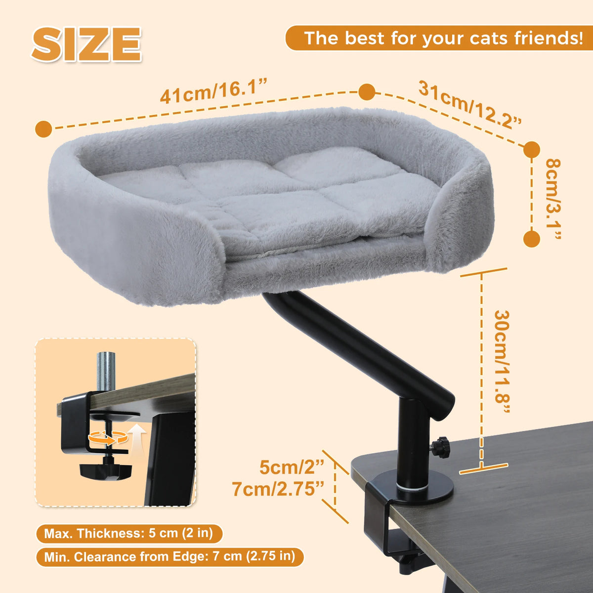PAWZ Road Rotatable Cat Desk Bed Stand for Indoor Cats