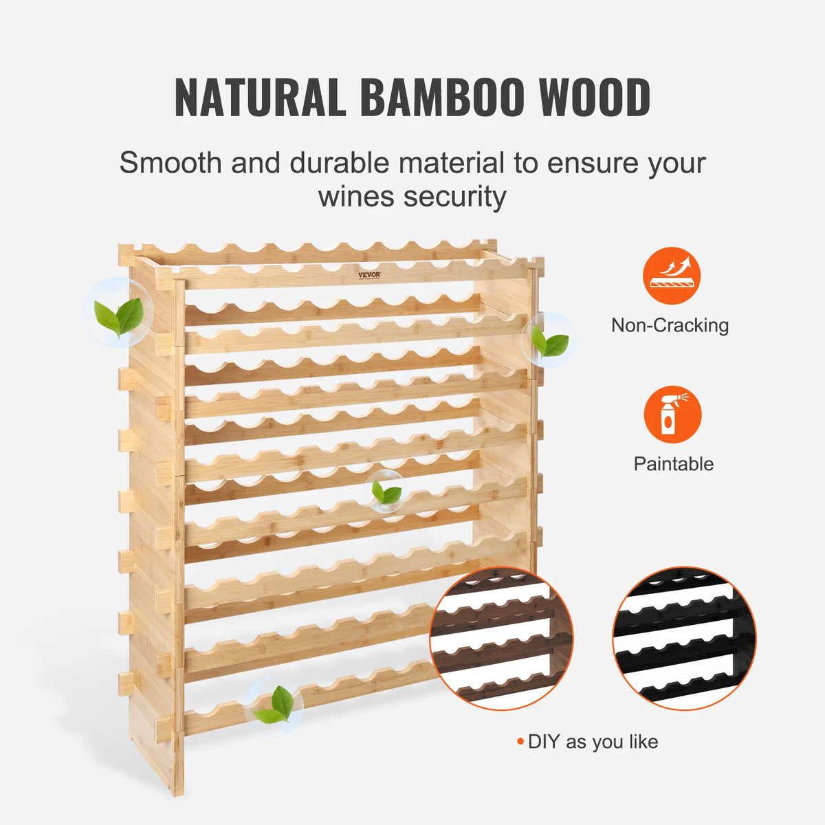 SucceBuy Stackable Bamboo Wine Rack for Kitchen and Cellar Storage