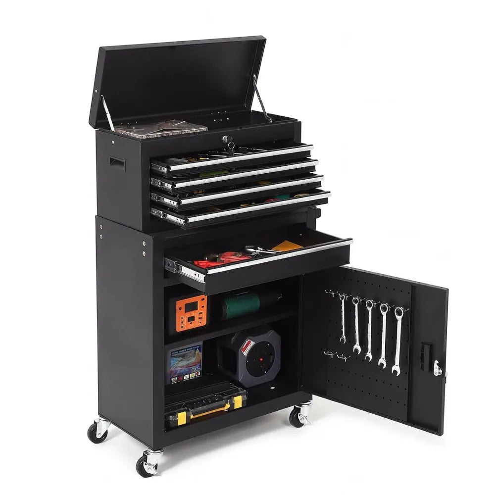 5 Drawer Rolling Tool Cabinet, Lockable Steel Cart For DIY