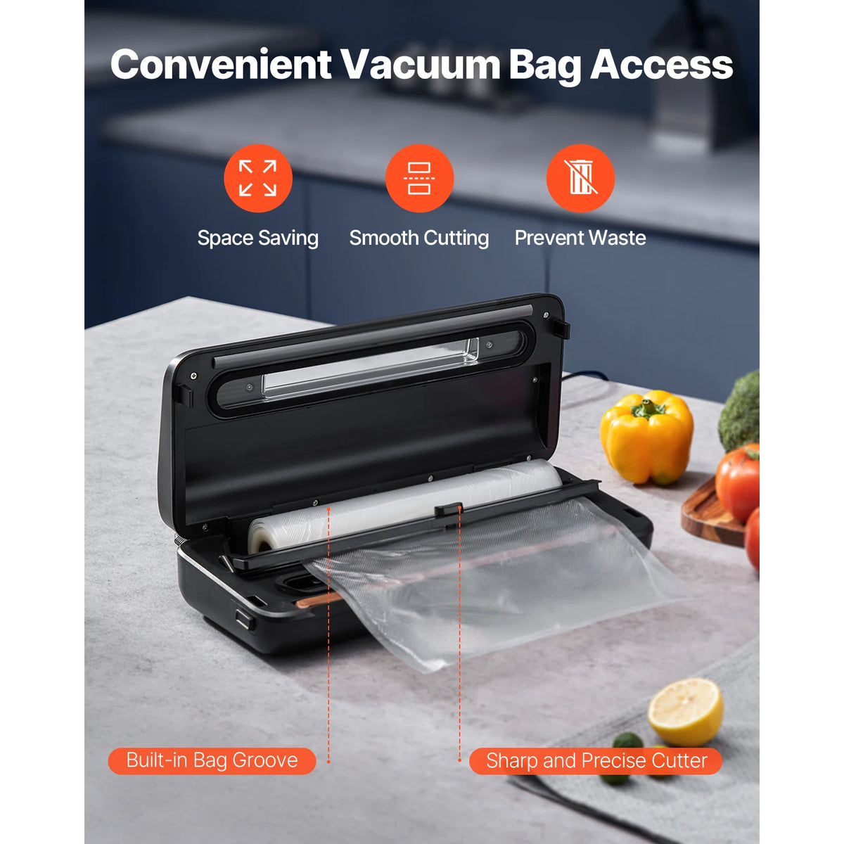 SucceBuy 80Kpa 120W Electric Vacuum Sealer Machine 7-in-1 Wet Food Sealer with Free 10pcs Vacuum Bags for Kitchen Food Storage