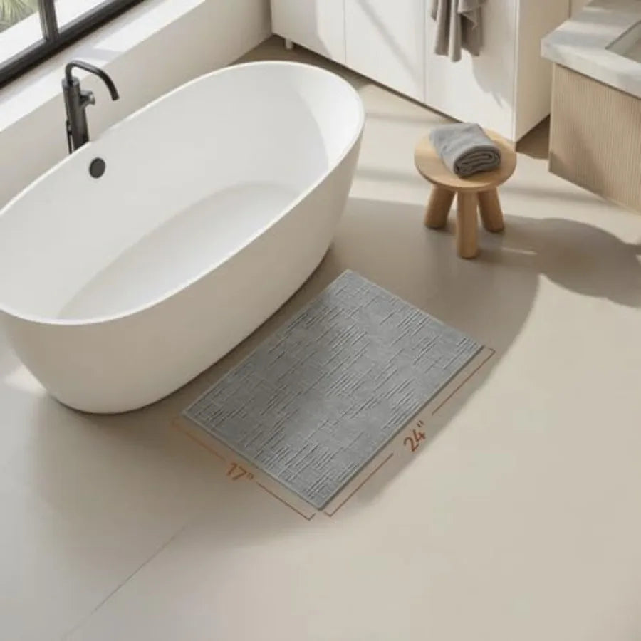 Bath Mat Non Slip Super Absorbent Quick Dry Bath Mats for Bathroom Floor Rubber Backing Washable Bathroom Rugs Modern Woven Jac