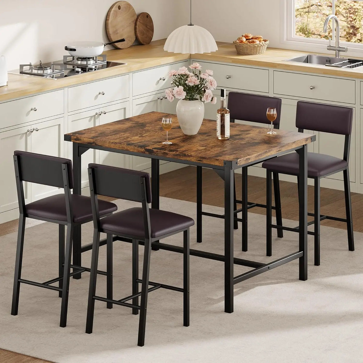 5-Piece Dining Set With Upholstered Chairs For Families