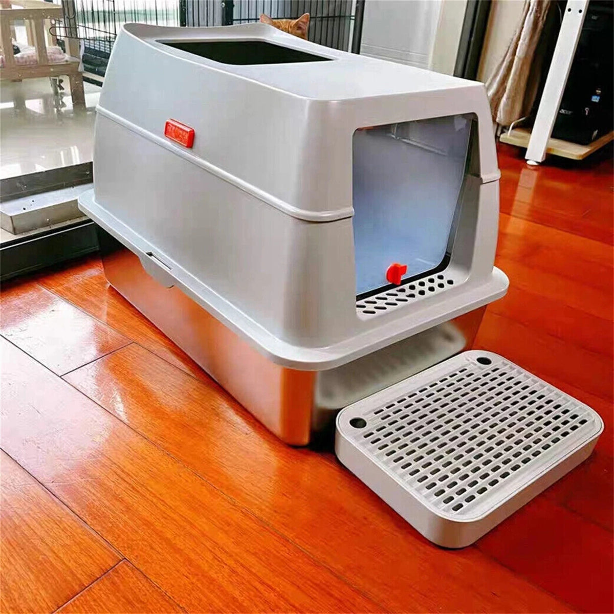 Large Enclosed Cat Litter Box With Lid And Scoop For Cats