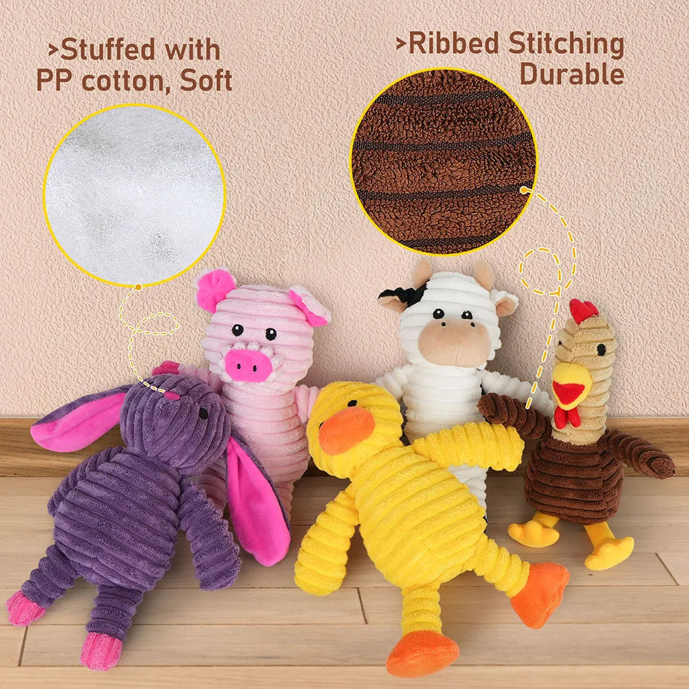 5 Pack Plush Squeaky Dog Toys For Small Medium Large Dogs