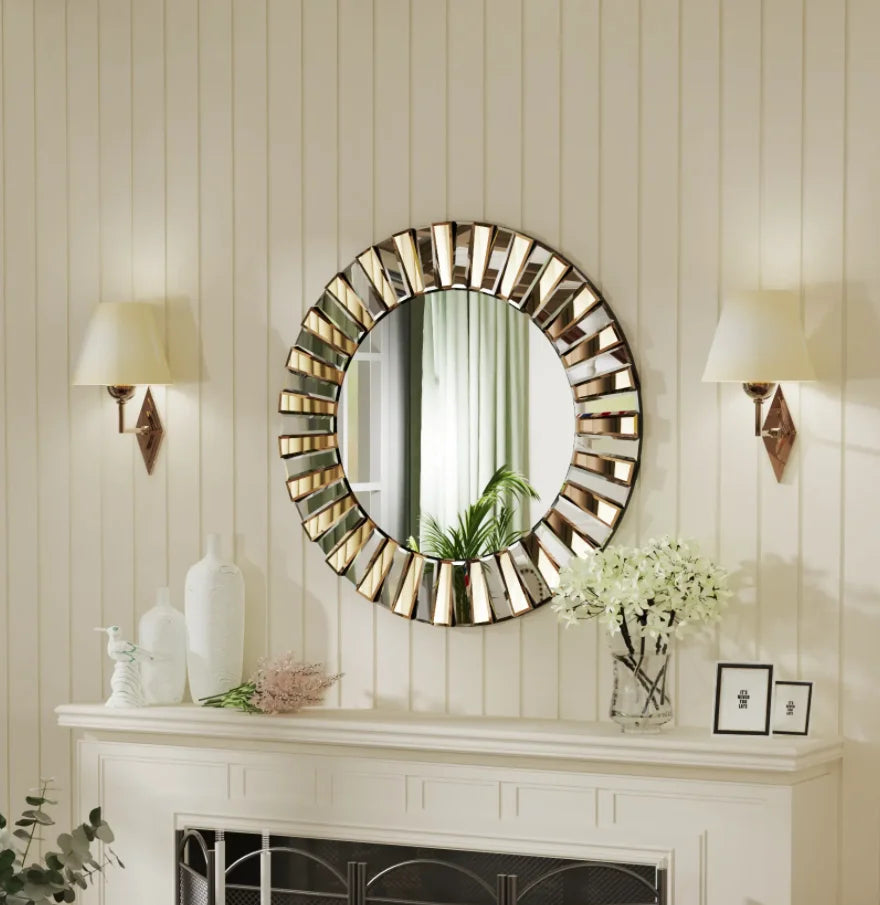 Starburst Wall Mirror, Elegant Tawny Accent For Homes