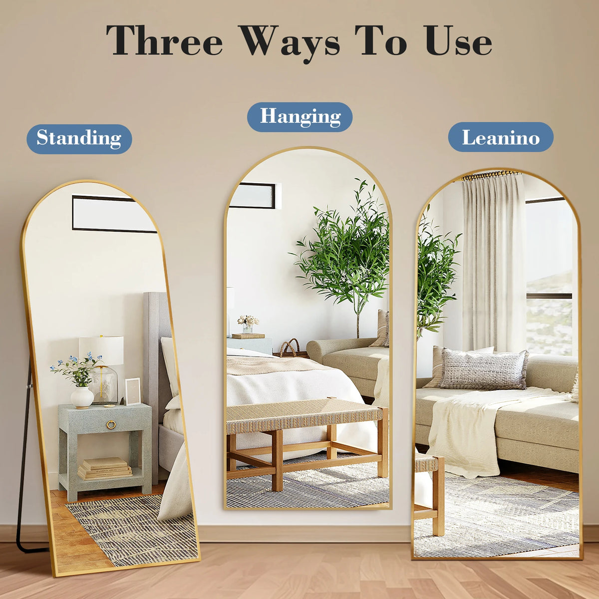 JHK Full Length Floor Mirror With Stand And Aluminum Frame