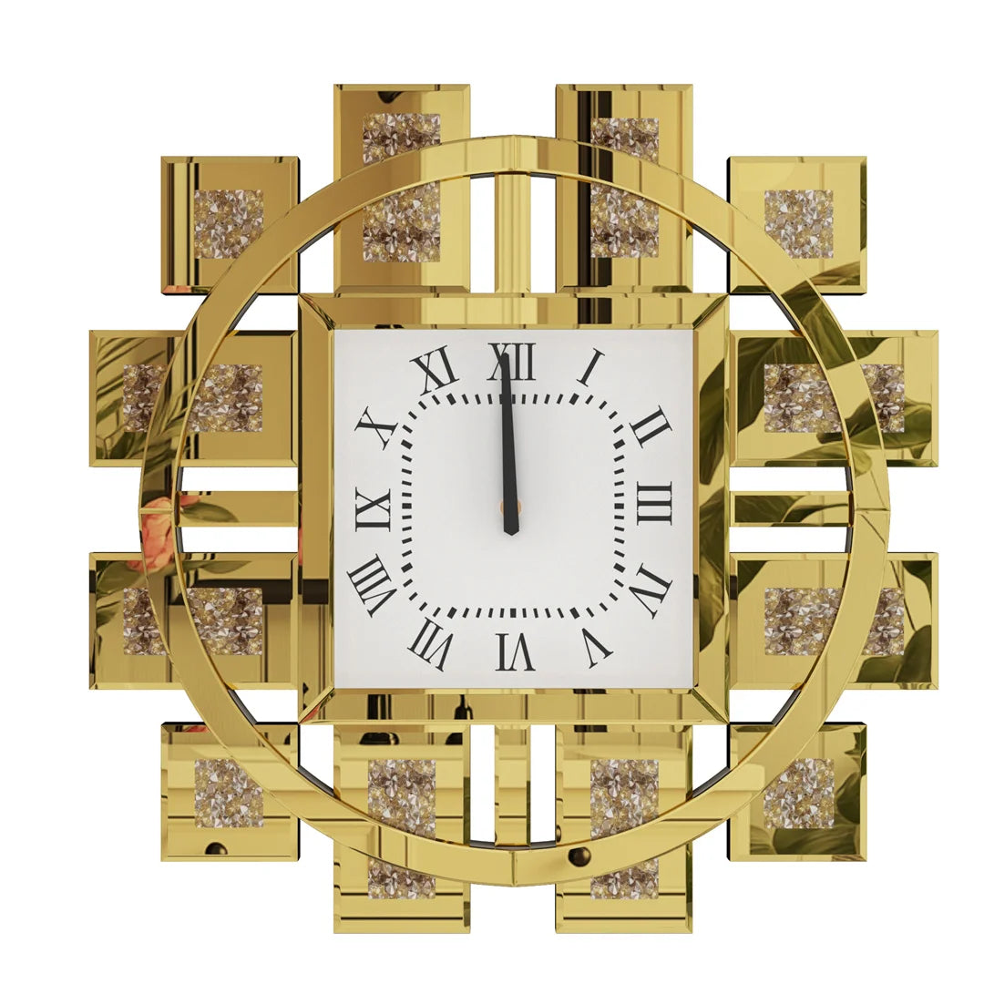 60CM Crushed Crystal Wall Clock, Elegant Decor For Modern Homes