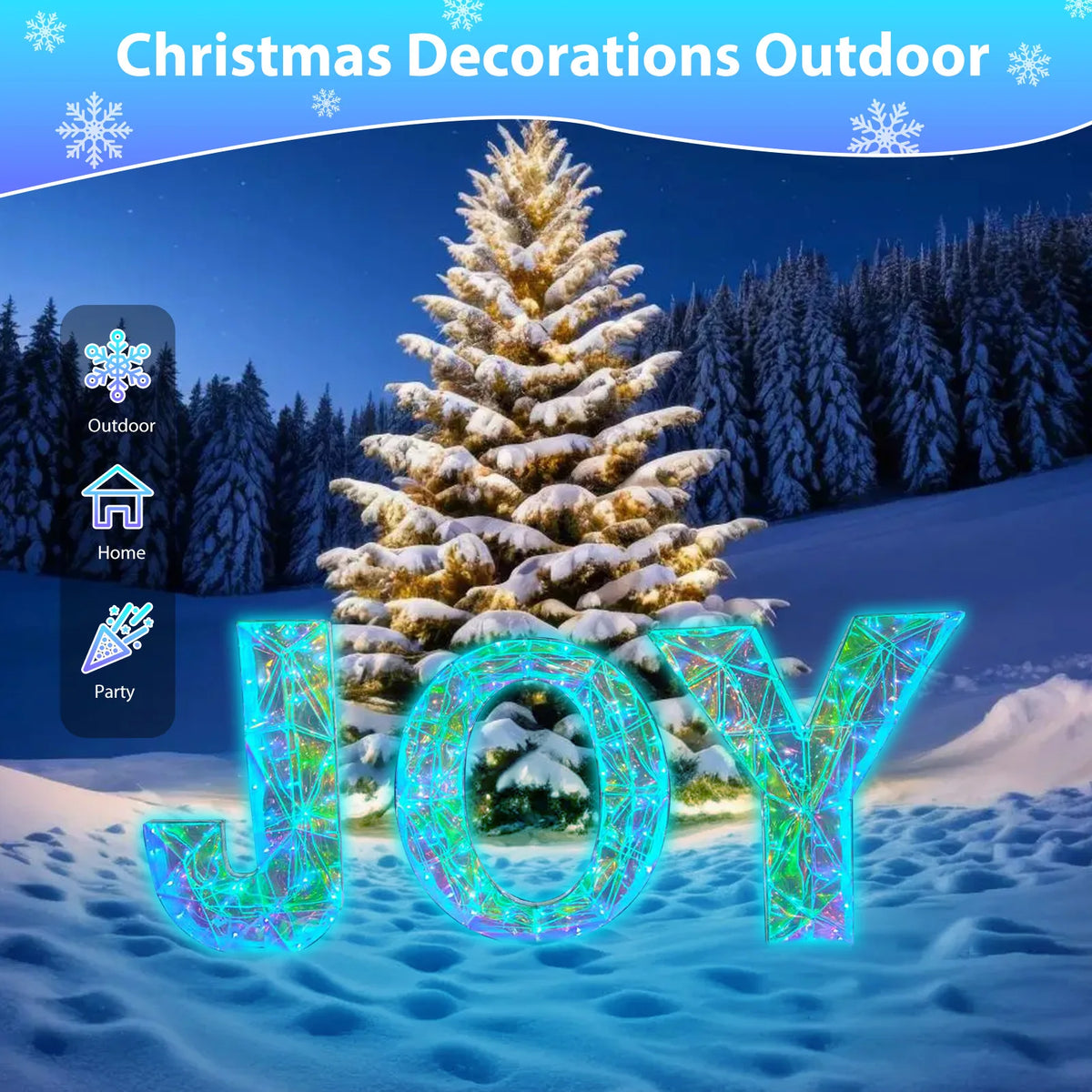 Outdoor Christmas JOY LED Decorations For Festive Yards