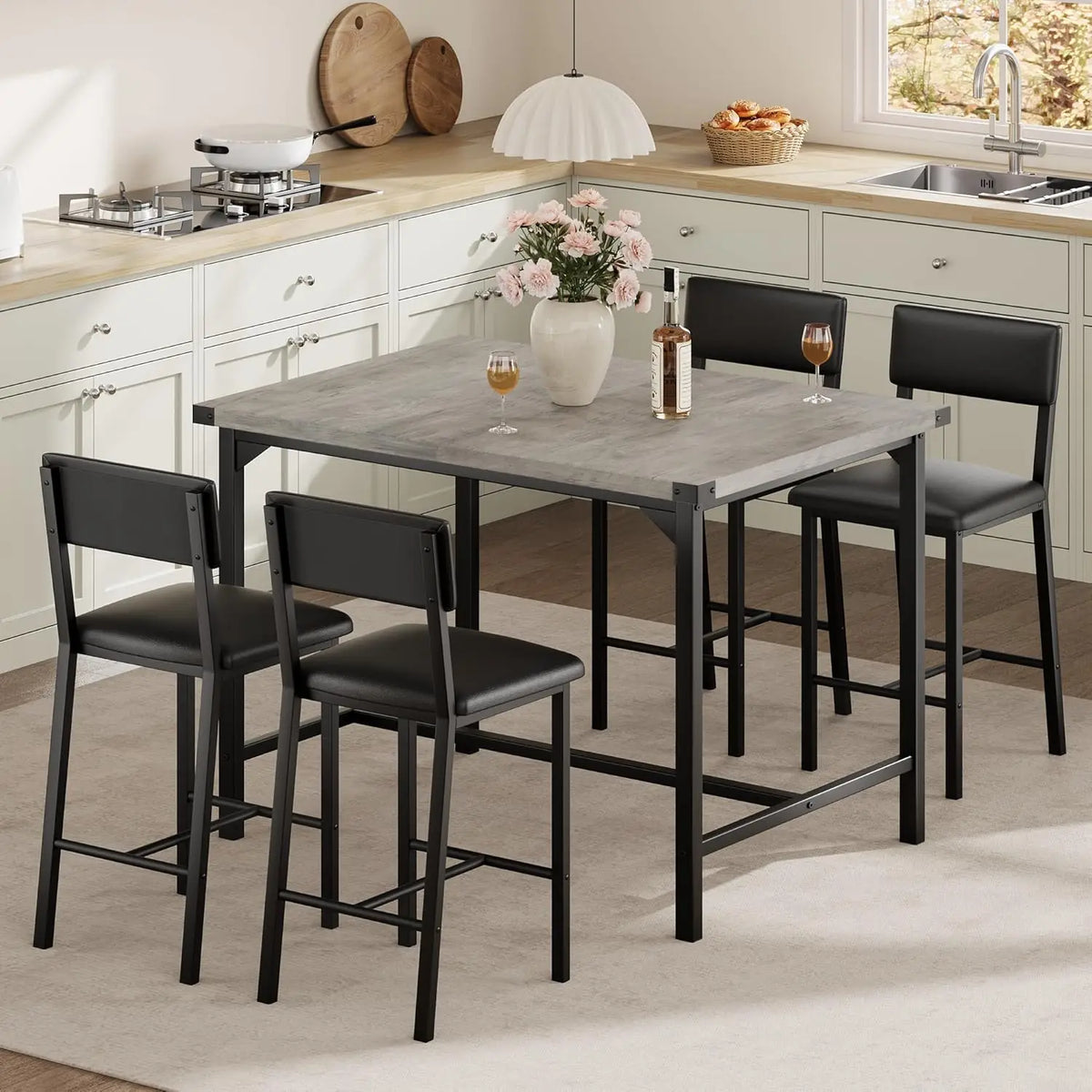 5-Piece Dining Set With Upholstered Chairs For Families