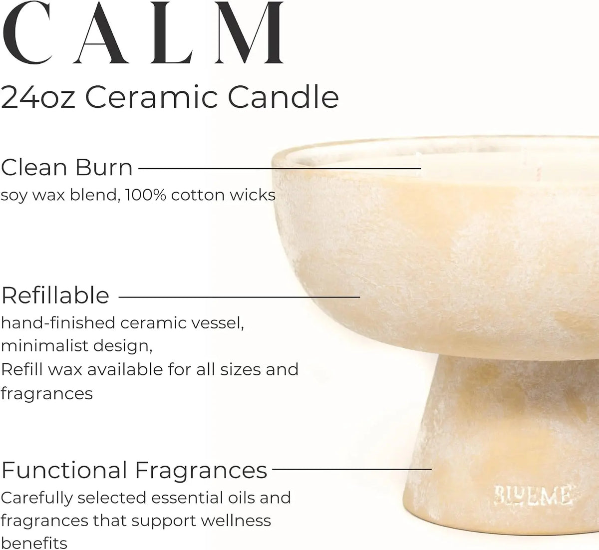 Calm Candle Osmanthus Sandalwood Refillable Wellness Candle