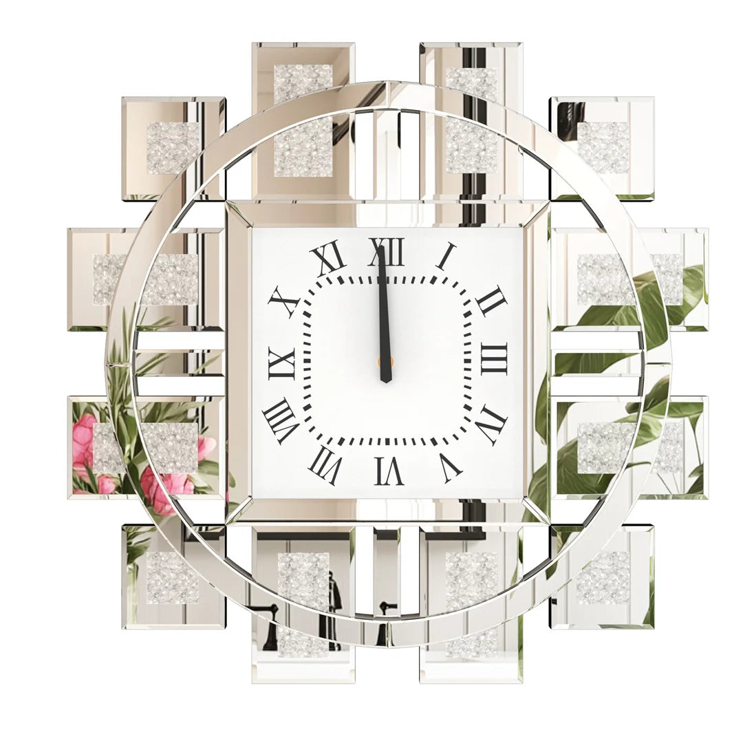 60CM Crushed Crystal Wall Clock, Elegant Decor For Modern Homes