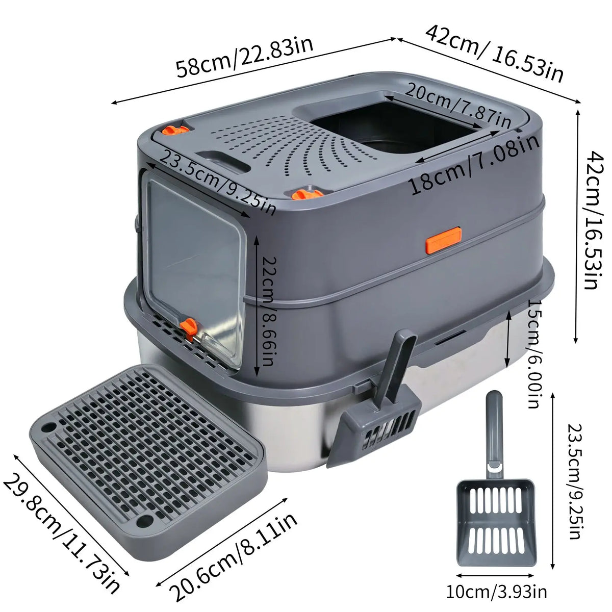 Large Enclosed Cat Litter Box With Lid And Scoop For Cats
