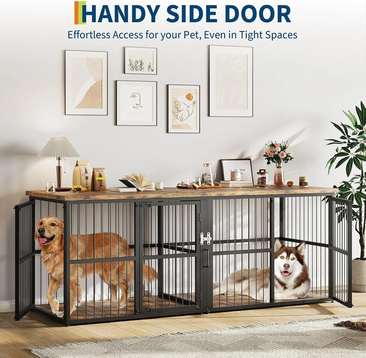 Heavy Duty Double Dog Crate With Divider for Two Dogs