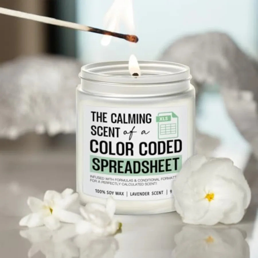 The Calming Scent of a Color Coded Spreadsheet Candle Funny Spreadsheet Gifts, Accountant Candle Gifts for Women Men, Funny Cow