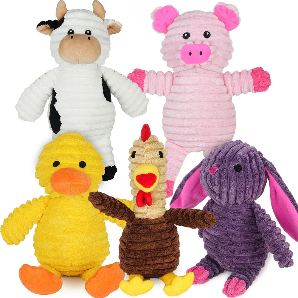 5 Pack Plush Squeaky Dog Toys For Small Medium Large Dogs