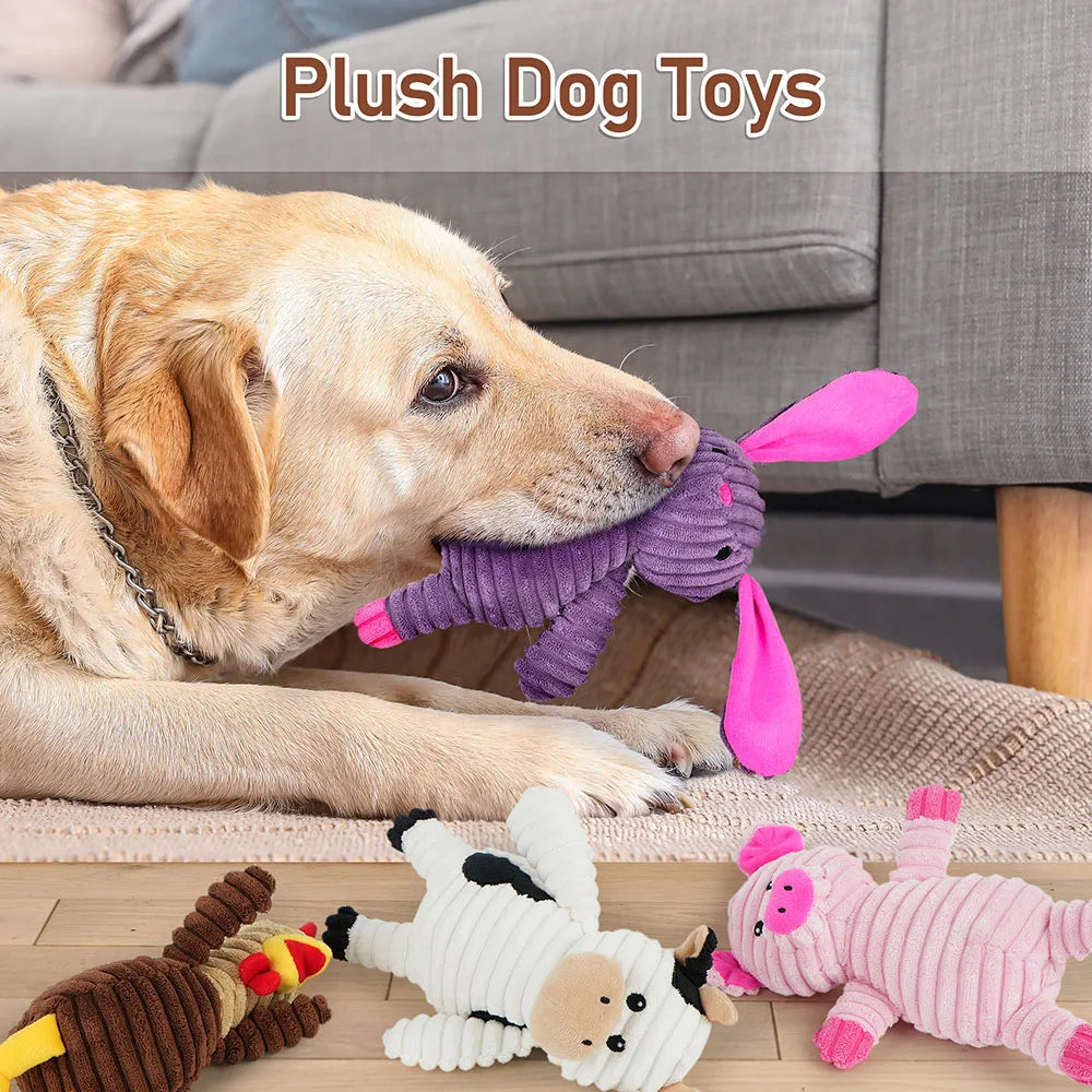 5 Pack Plush Squeaky Dog Toys For Small Medium Large Dogs