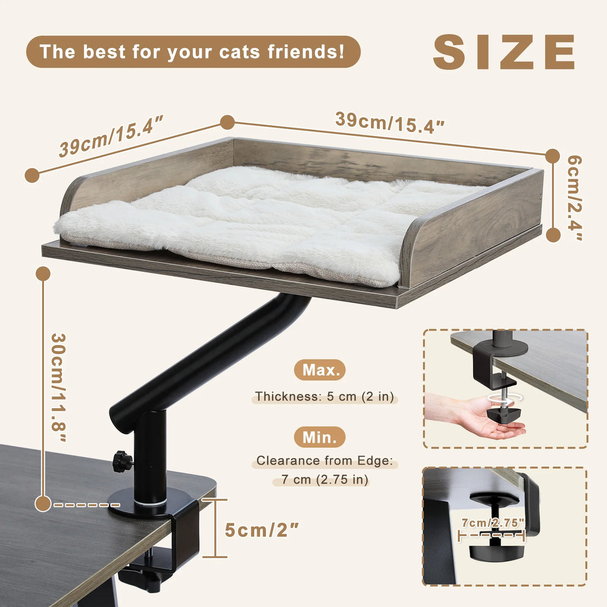PAWZ Road Rotatable Cat Desk Bed Stand for Indoor Cats