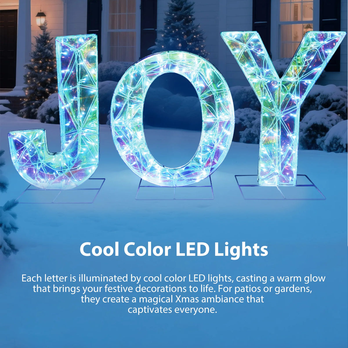 Outdoor Christmas JOY LED Decorations For Festive Yards