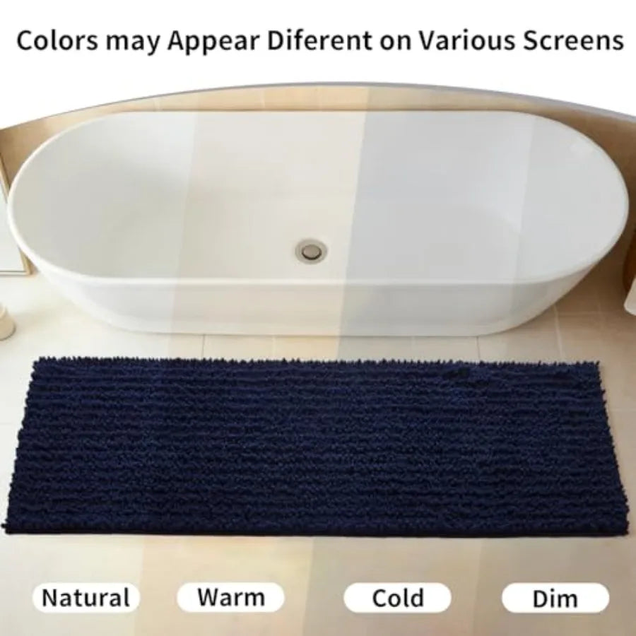 Small Bath Mat 17x24 Inch - Chenille Bathroom Rug, Extra Soft Absorbent Plush Shaggy Bathmat, Non-Slip Machine Washable Floor M