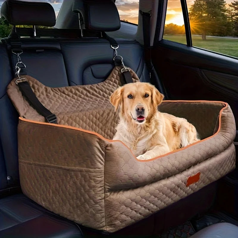 Memory Foam Dog Car Seat Booster Cushion With Secure Straps