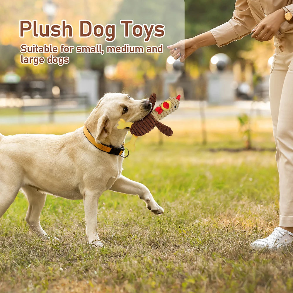 5 Pack Dog Toys Plush Dog Squeaky Toys, Assortment Value Bundle Animal Pet Toy for Small Medium Large Dogs, Stuffed Puppy Chew