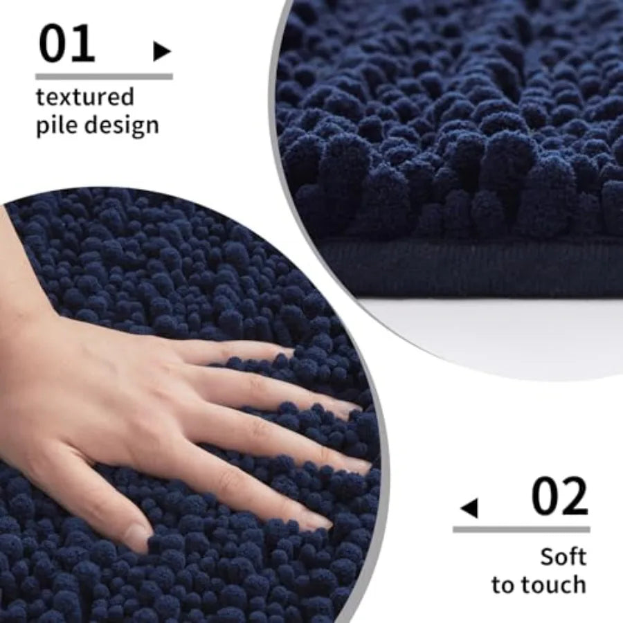 Small Bath Mat 17x24 Inch - Chenille Bathroom Rug, Extra Soft Absorbent Plush Shaggy Bathmat, Non-Slip Machine Washable Floor M