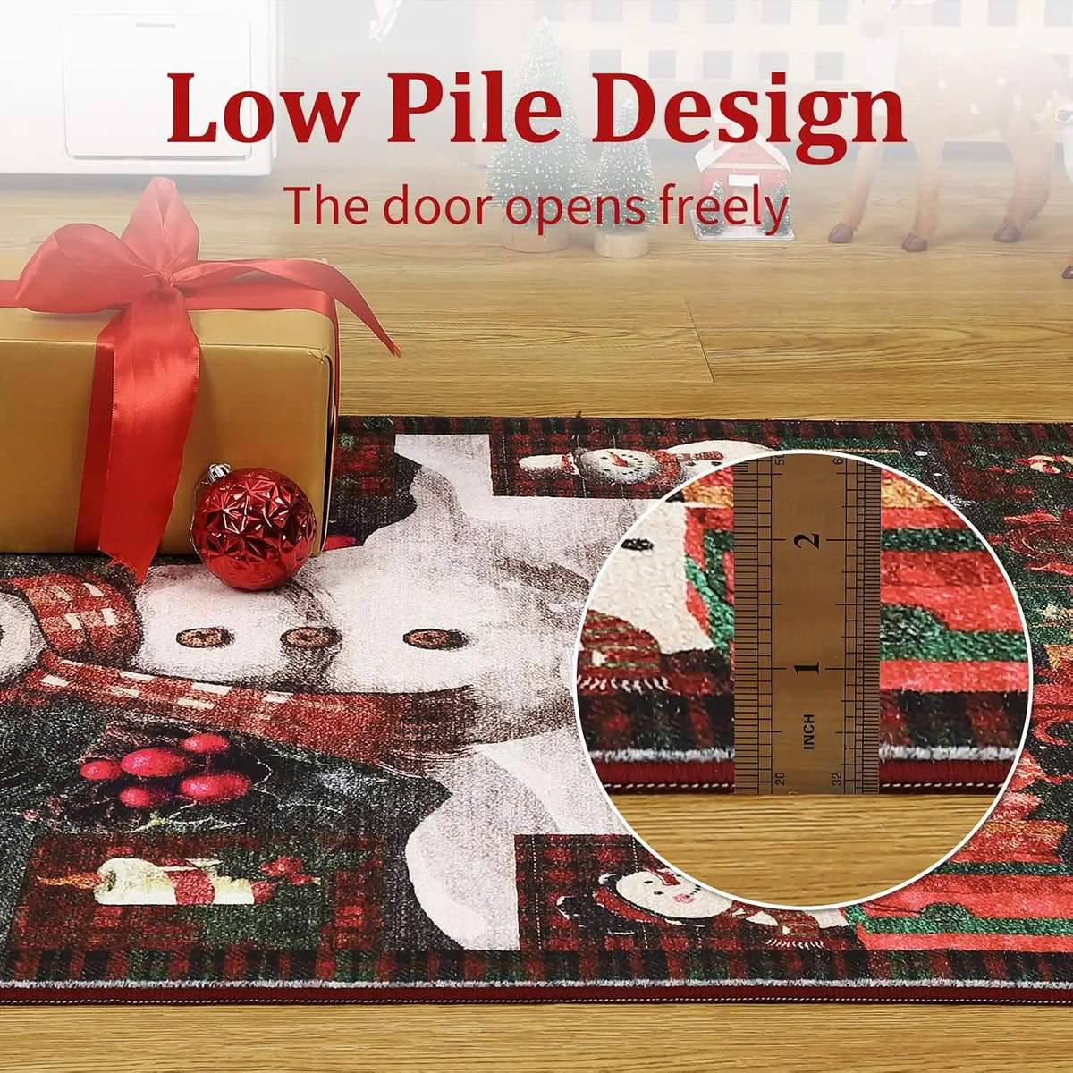 Garvee Christmas Snowman Non Slip Runner Mat For Home Decor