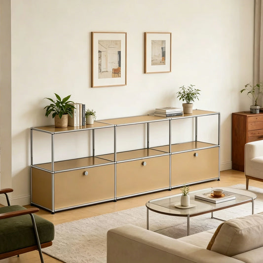 Modular Sideboard Storage Cabinet Chrome Metal Frame Accent Credenza Multi Color Entryway Console Cabinet for Living Room Office