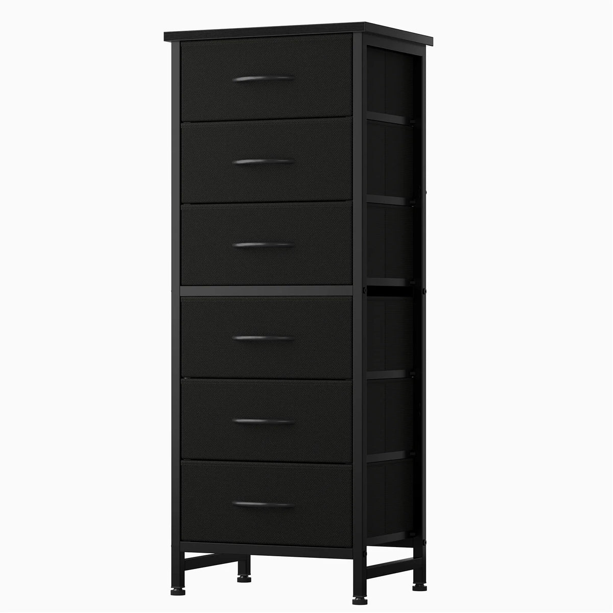 JHK Six Drawer Dresser With Wood Top And Metal Frame