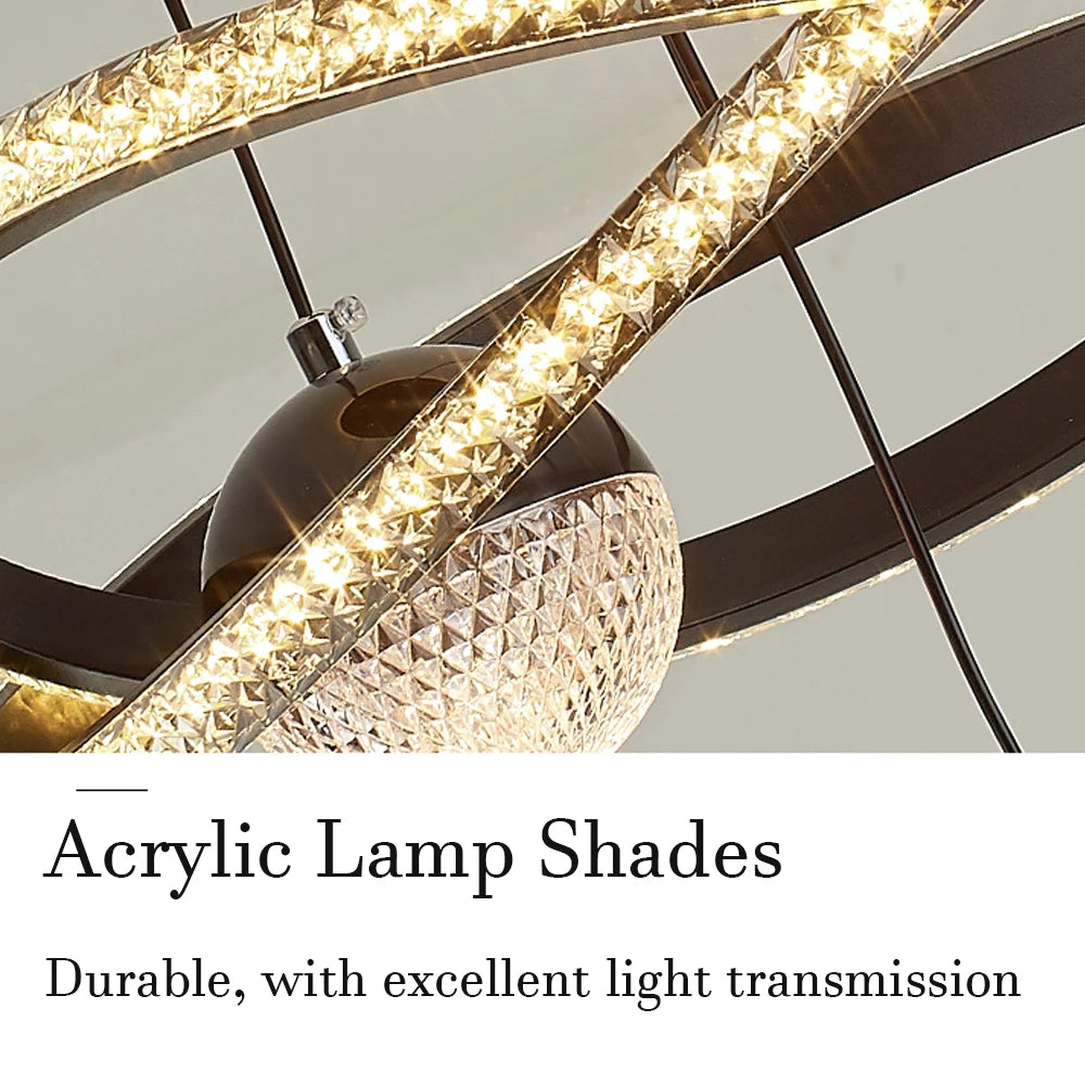Modern LED Pendant Light with 4 Spherical Light Heads, Remote Control, Three Adjustable Light Colors, and Adjustable Height. Suitable for Above Dining Tables, Living Rooms, Bedrooms, and Home Offices.