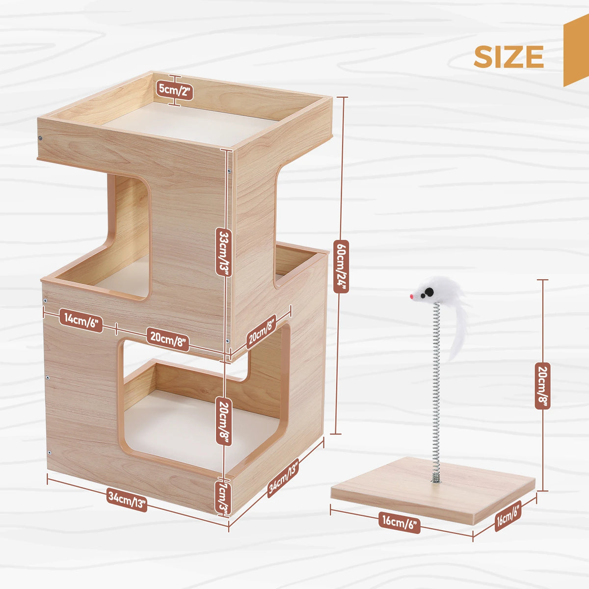 PAWZ Road Wooden Cat Condo With Scratching Pad Soft Mats