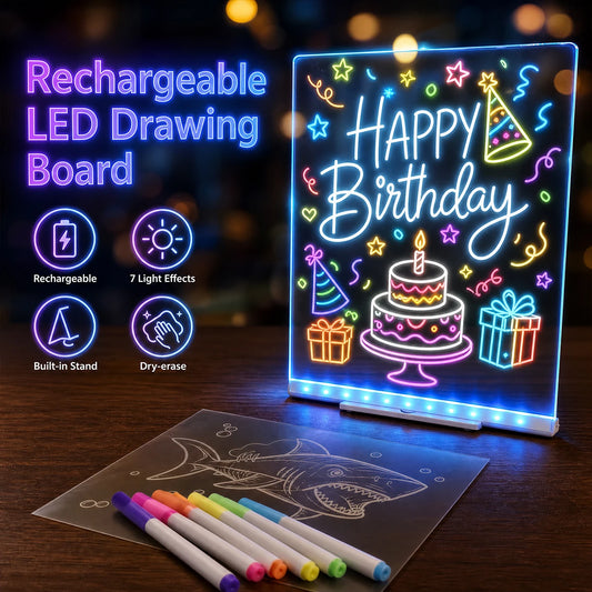 USB Powered Acrylic LED Drawing Board, Reusable Kids Night Light