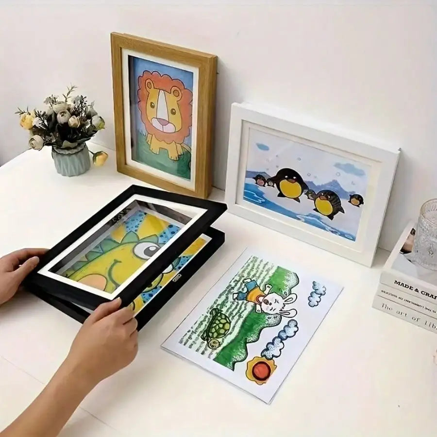 1pc Magnetic A4 Art Display Frame, Front-Opening Foldable, Suitable For Children's Drawings And Photos, Cartoon Wall Art Decor, Perfect Display Piece For Home And Office