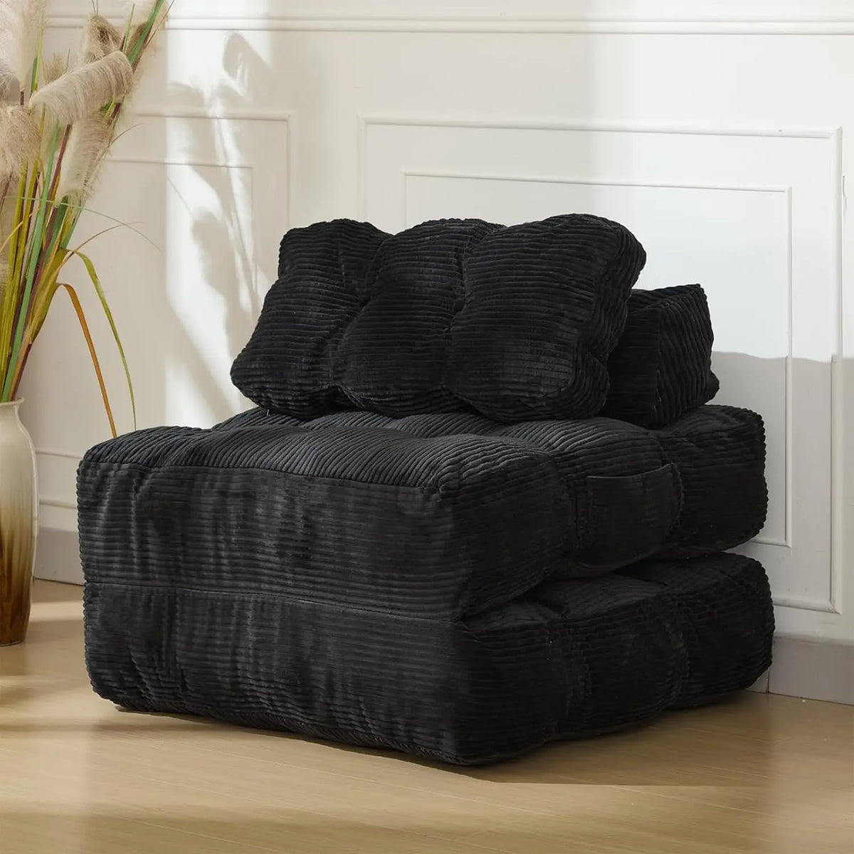 Folding Sofa Bed,Convertible Sleeper Chair with Pillow Foldable Mattress&Side Pocket, Fold Out Chair Bed Comfy Floor Sofa Lounge