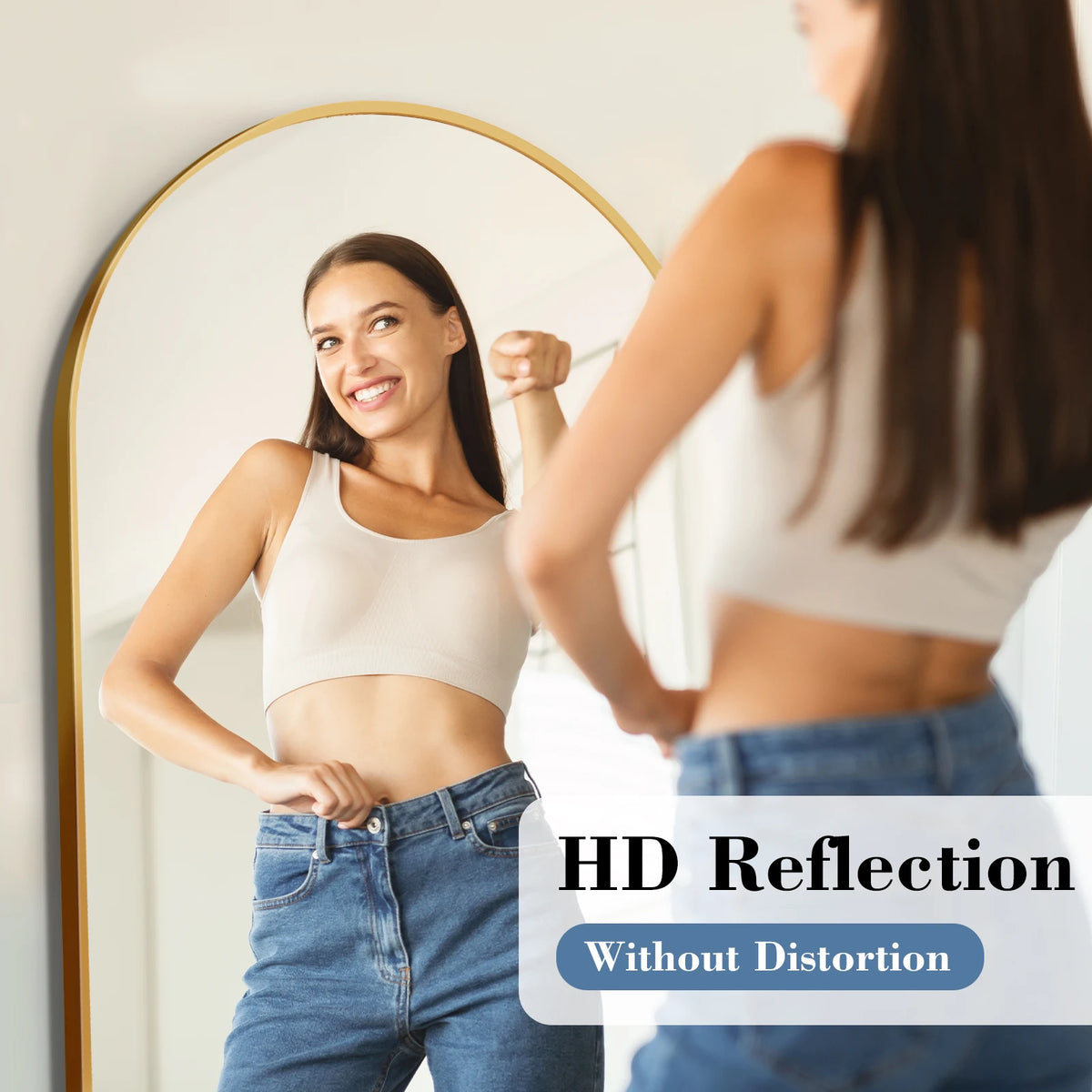 JHK Full Length Floor Mirror With Stand And Aluminum Frame