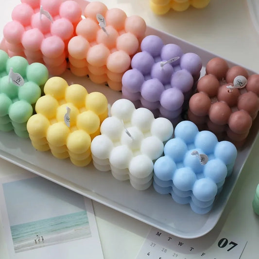 1Pc Bubble Cube Shaped Candle Handmade Scented Candle Aromatherapy Soy Wax Candle Home Decoration Wedding Birthday Party Candles