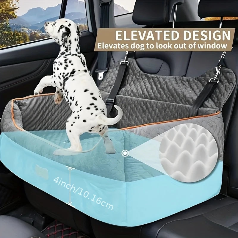 Memory Foam Dog Car Seat Booster Cushion With Secure Straps