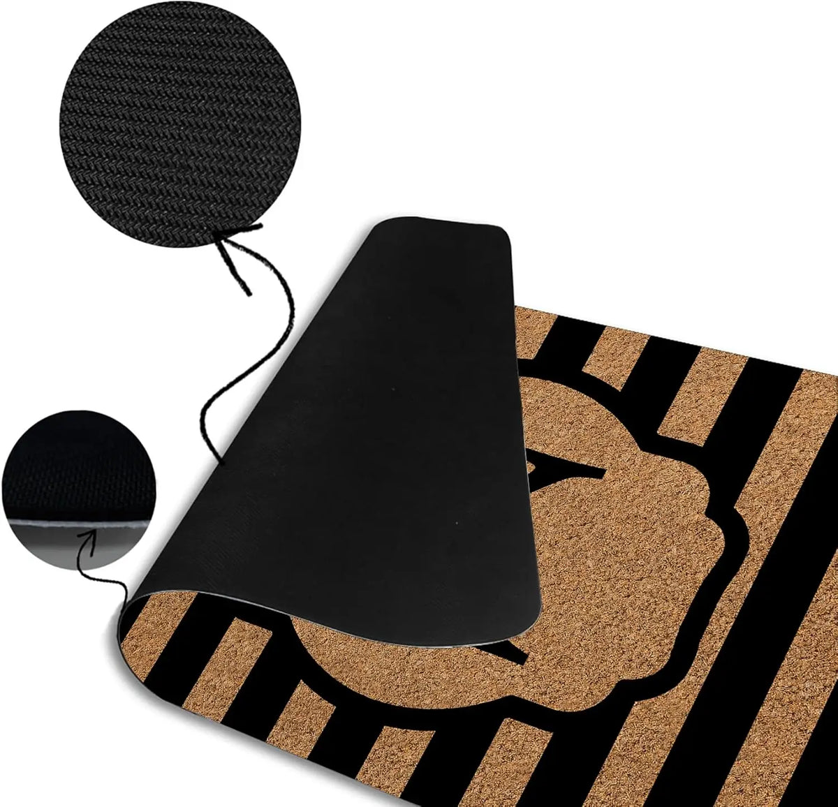 Custom Black Striped Initial Doormat Personalized Monogrammed Doormat For Front Door Mat For Indoor Outdoor Entrance Welcome Mat