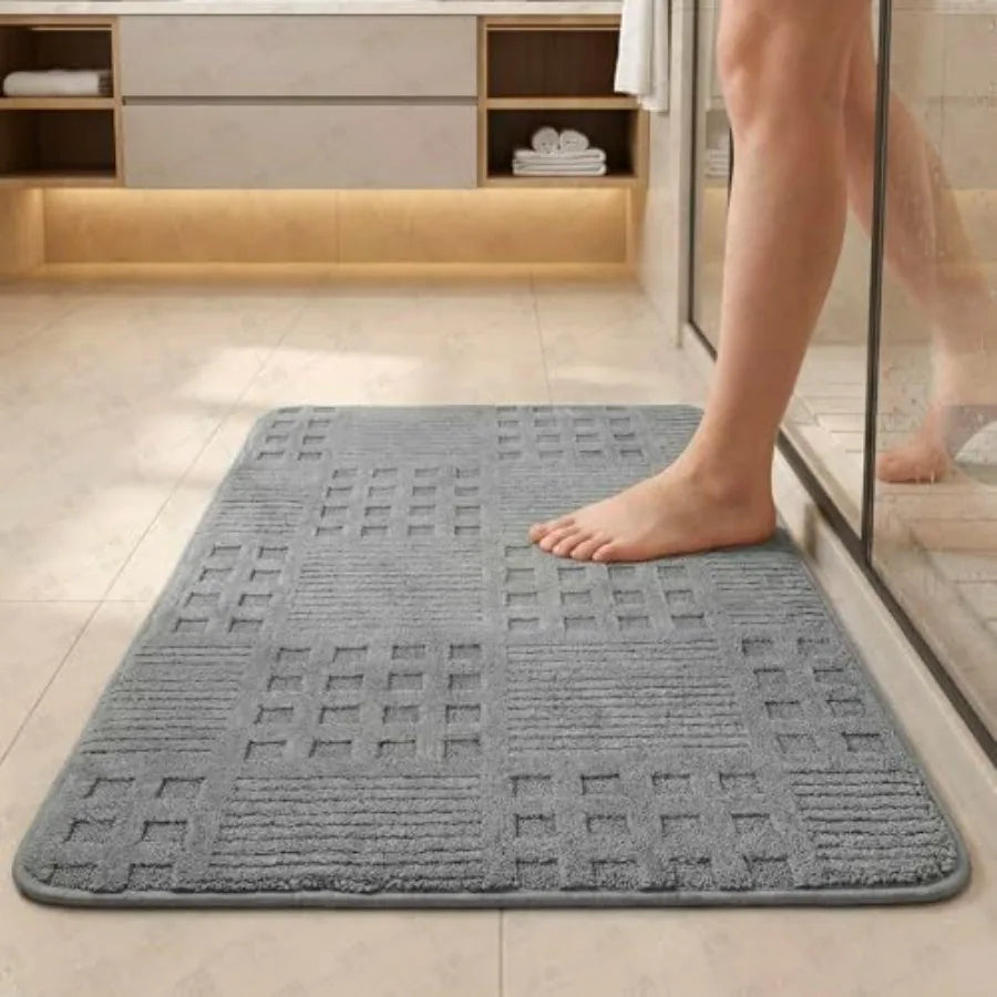 Thickened Non-Slip Bath Mat, Ultra Absorbent Quick Dry Bathroom Rug with Enhanced Rubber Backing, Plush Microfiber Floor Carpet