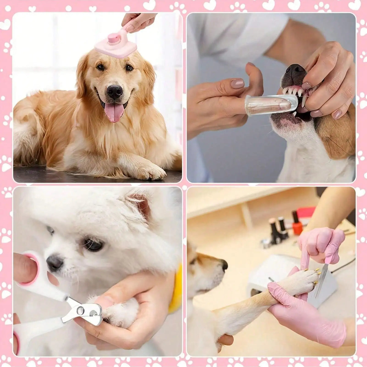 8pcs Pet Grooming Kit, Includes Pet Nail Clippers And File, Flea Comb, Pet Shampoo Brush, Pet Deshedding Brush And Silicone Toothbrush